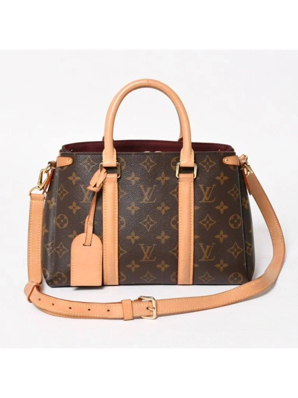 Louis Vuitton Soufflot BB Monogram Handbag Canvas Vachetta Leather Brown